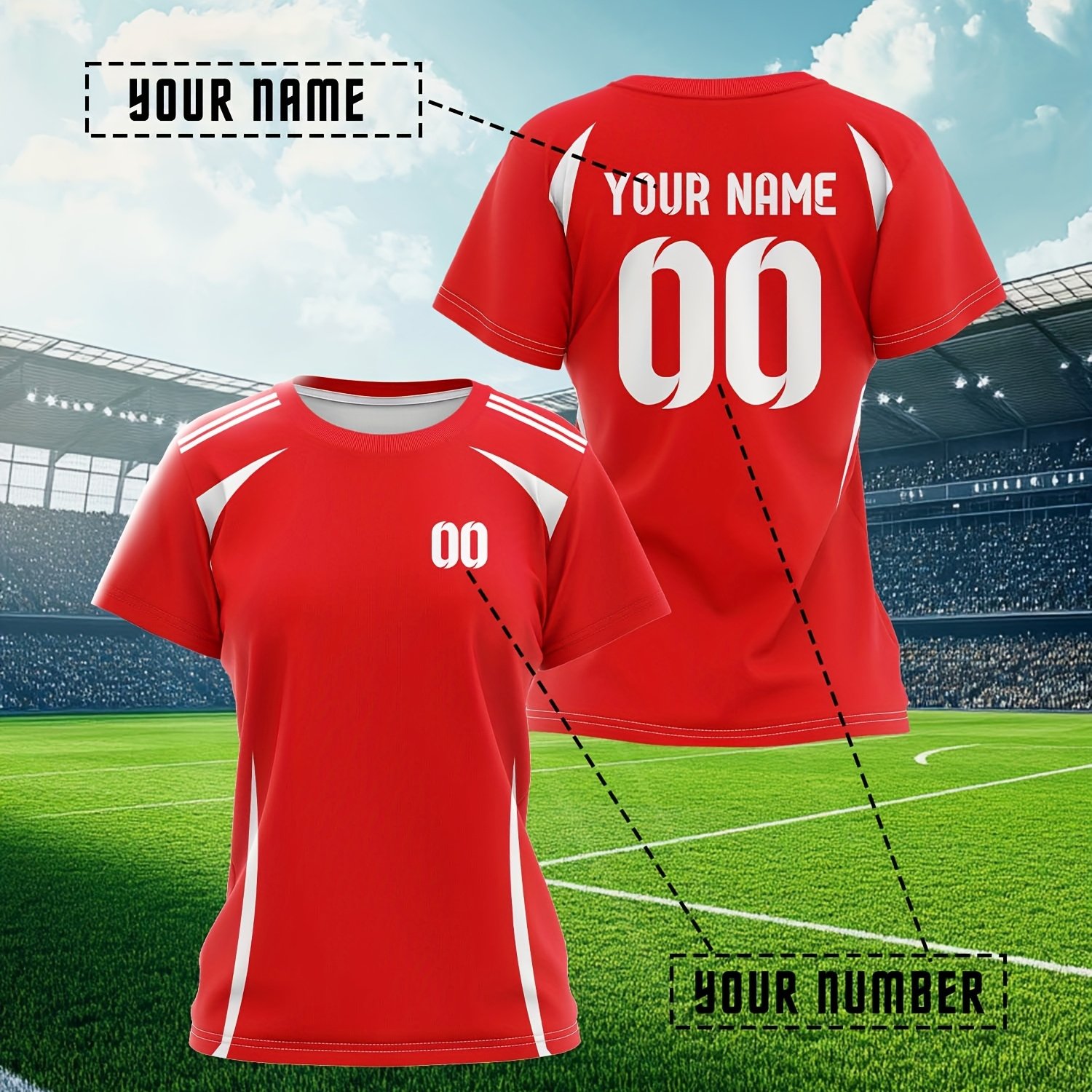 TEMU Speciaal voor Japan & Korea - Damesshirt met eigen naam & nummer - Gepersonaliseerd voetbalshirt, gemaakt van ademende sneldrogende stof, nr. 10