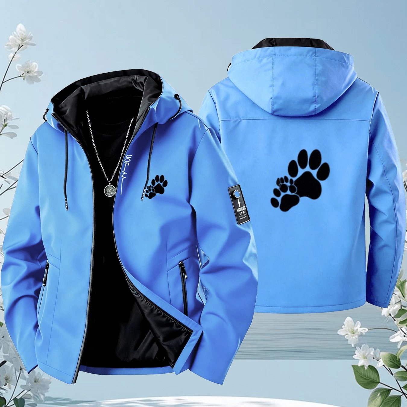 Unisex Hooded Zip-up Jacket With Paw Print Logo And - Y Smooth Material, Style, Suitable For Men And Women- An Ideal Gift For On Birthdays And Anniversaries, Autumn Layers