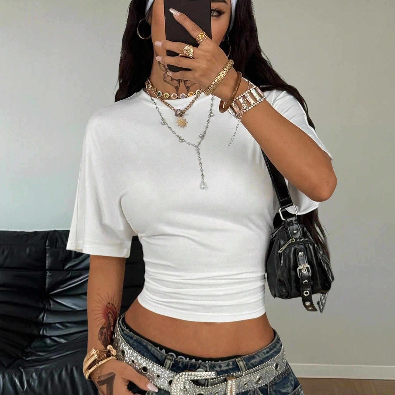 TEMU Neues modisches, einfarbiges Bodycon-Top