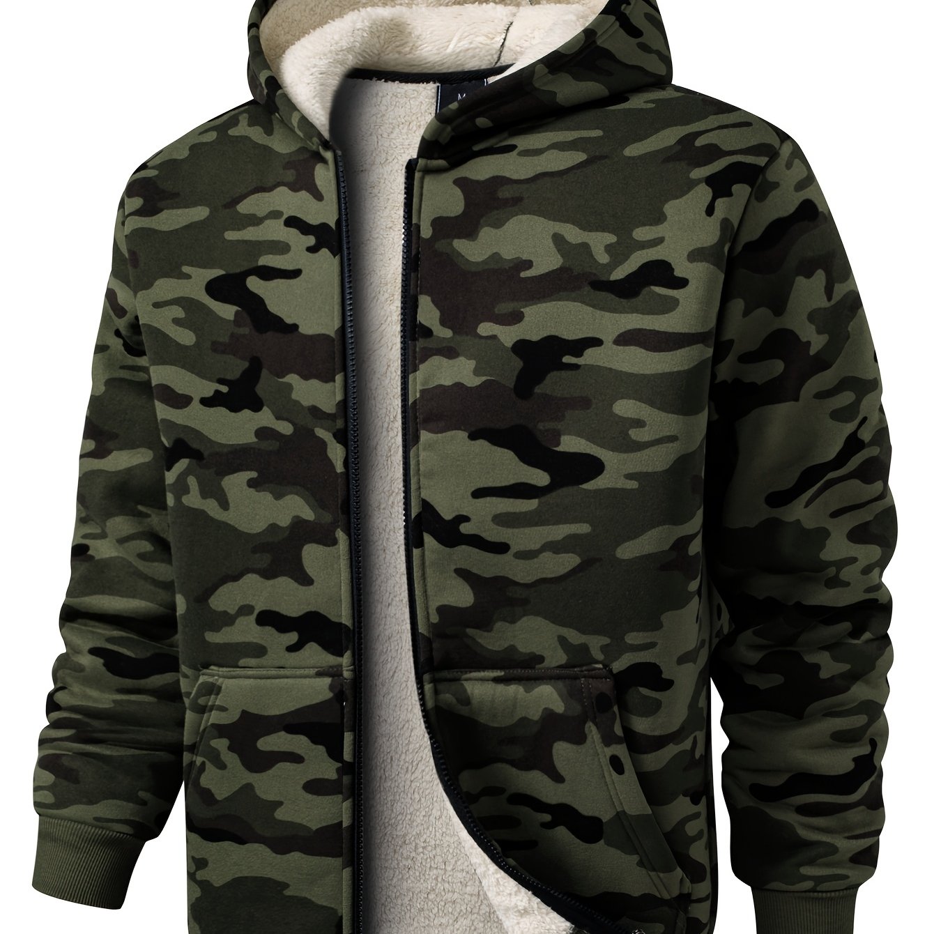 Men's Flannel Hoodie With Loose Camouflage Cardigan