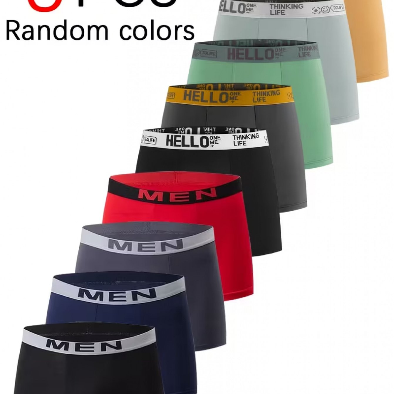 TEMU Random 5pcs Men's Underwear, Solid Color, Breathable And Comfortable, Knitted Fabric, Slightly Stretchy, Casual Sports Shorts, Stretchy And