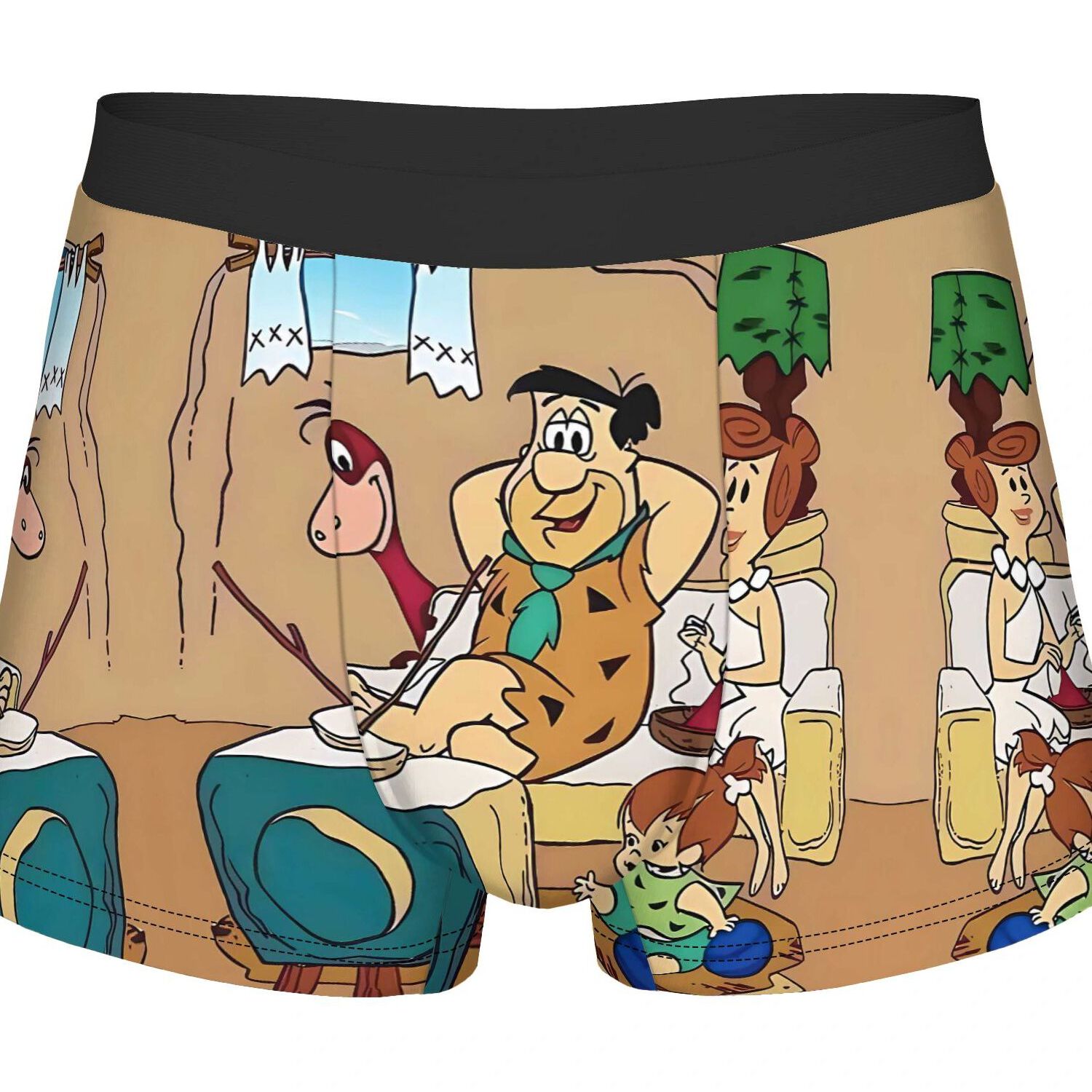TEMU Flintstones Coreblack Border Underwear Polyester Underpants2d Print Design
