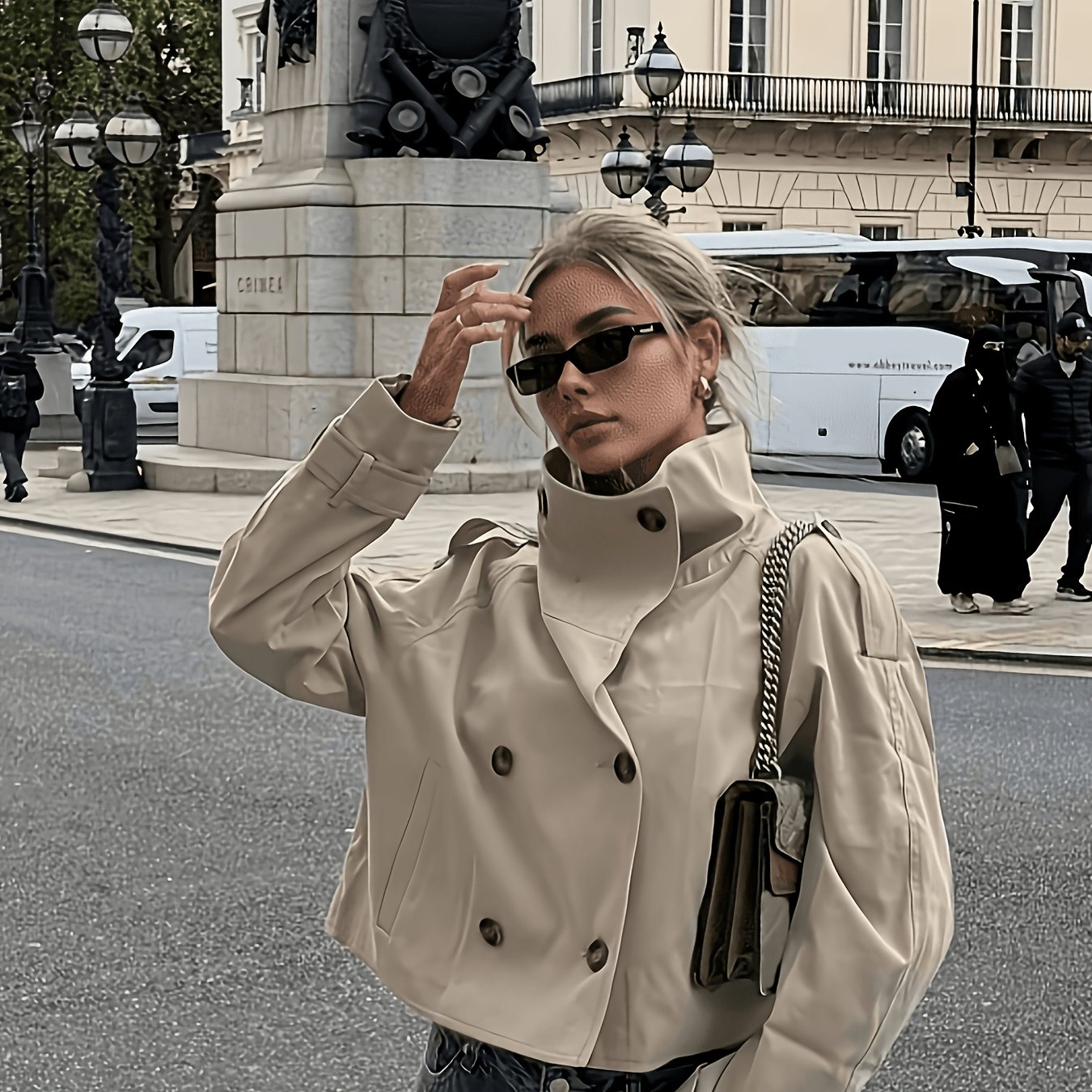 TEMU Women's Fashion Spring Autumn Style Women's Casual Double-breasted Long Sleeve Jacket