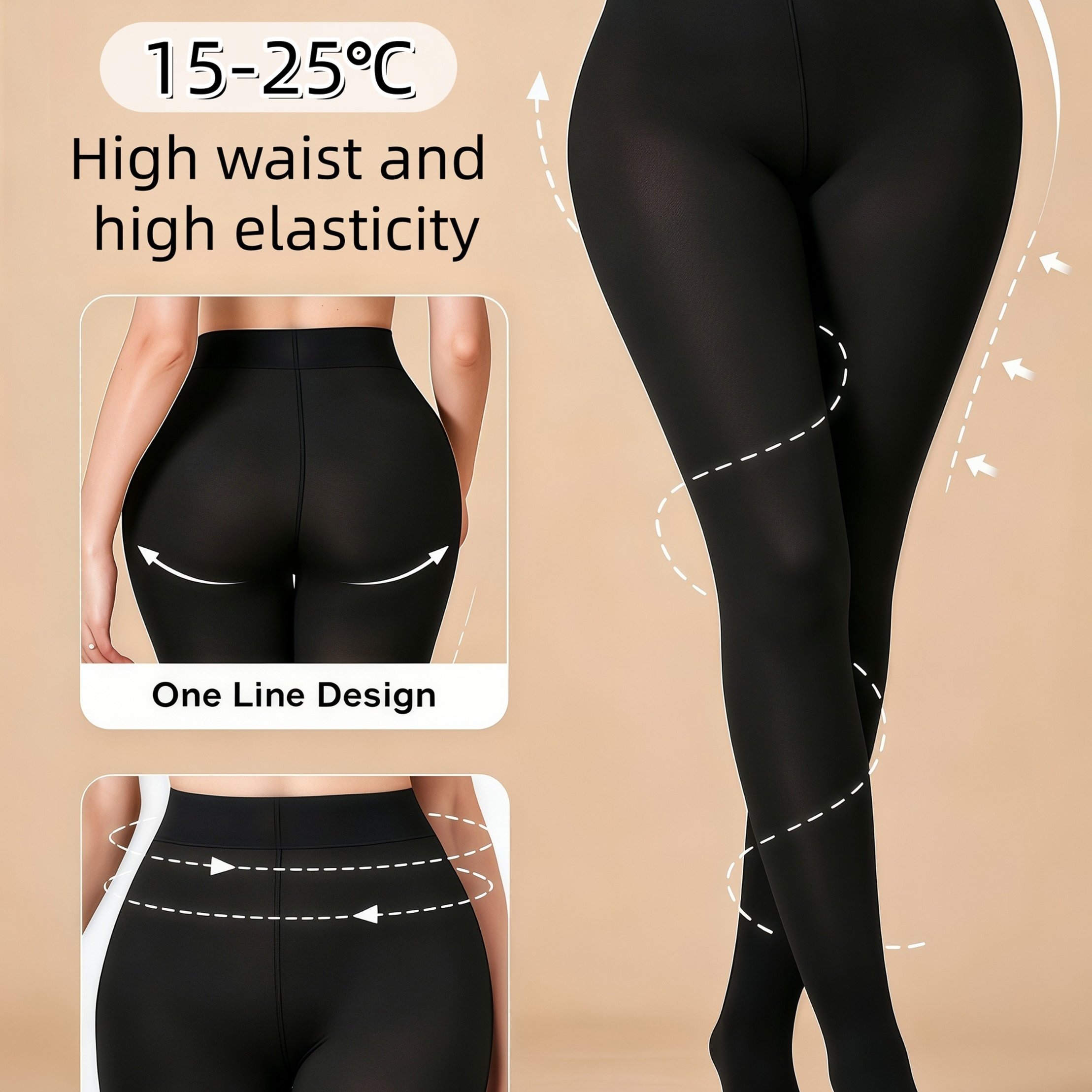 TEMU Women's 80g Design Leggings High Waist Stretchy Breathable Comfortable Vintage Elegant Leggings For Daily Wear Shopping Parties