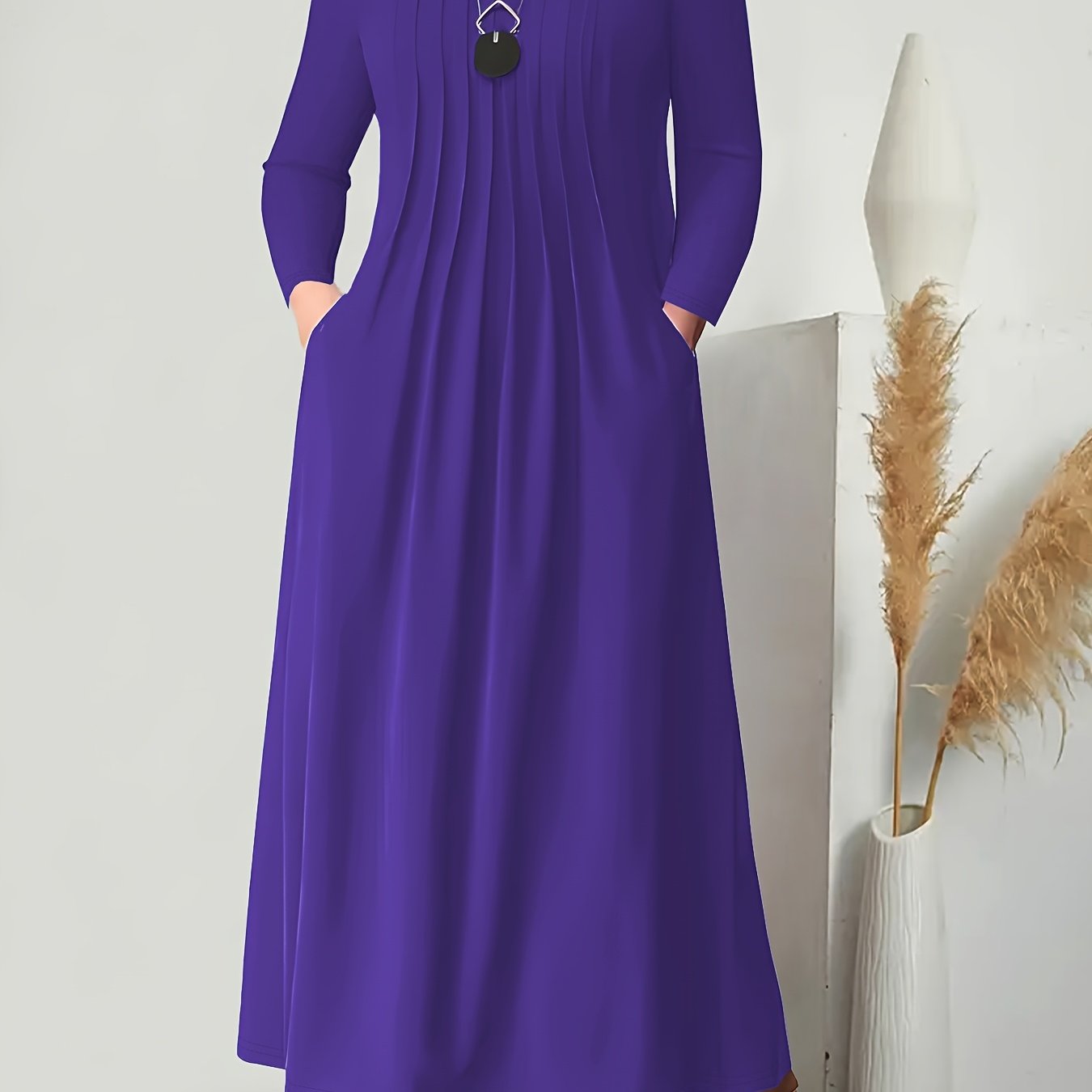 plus size plus size basic dress womens solid color long - Temu