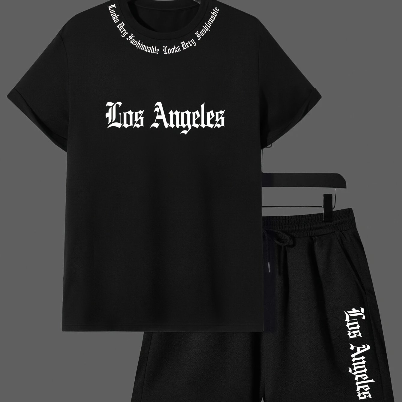 Image of Teenage Boys Los Casual Summer Short Sleeve Set T-shirt And Shorts Two-piece Suit 5-6, 6-7, 8, 12-14, 14-16 (no Accessories Included), Perfect For Outdoor