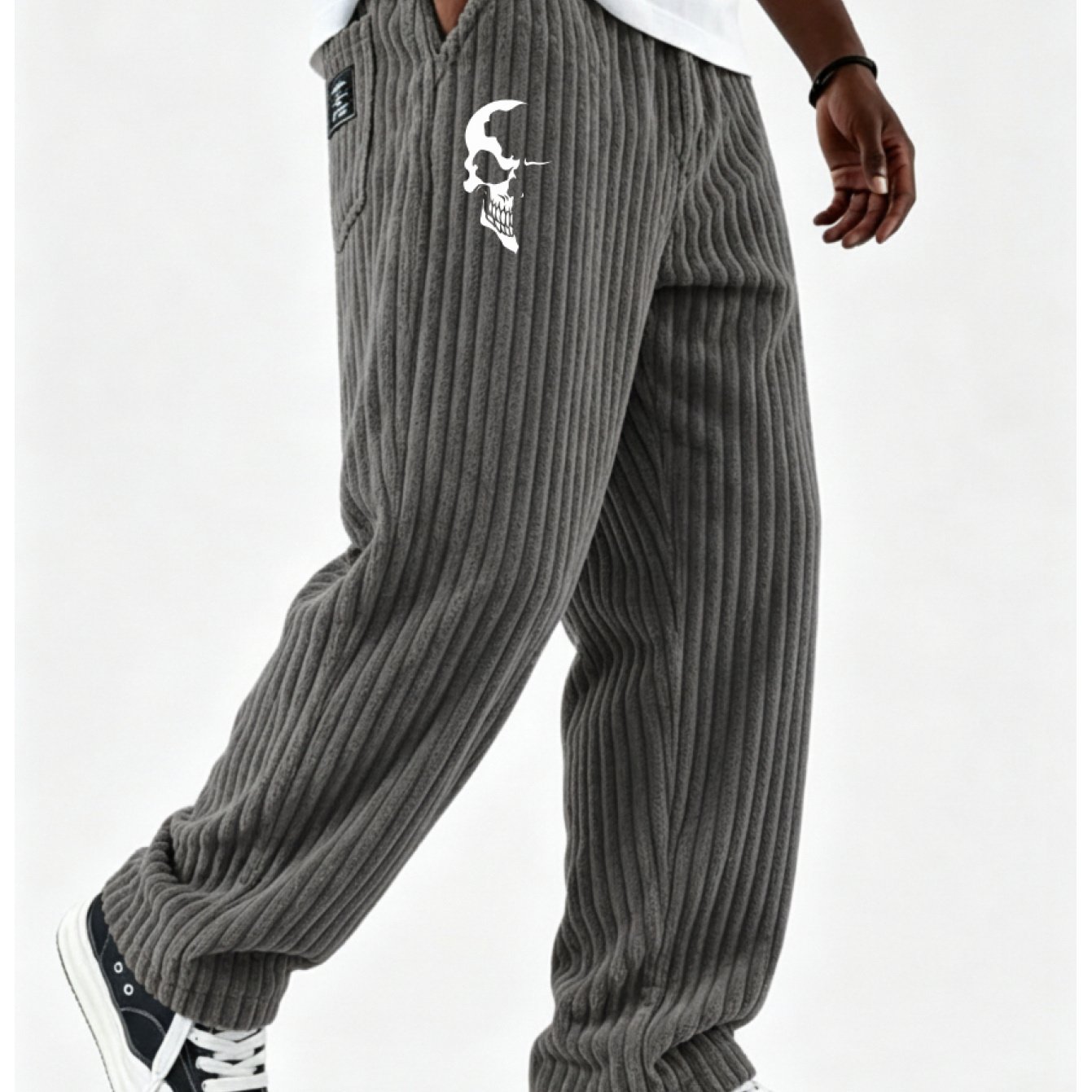 Image of Comfortable Men's Corduroy Trousers, Popular Prints, 8 Optional Colors, Elastic Waistband, Loose Straight Leg Style, Warm Thick Shooting And Casual Scenes