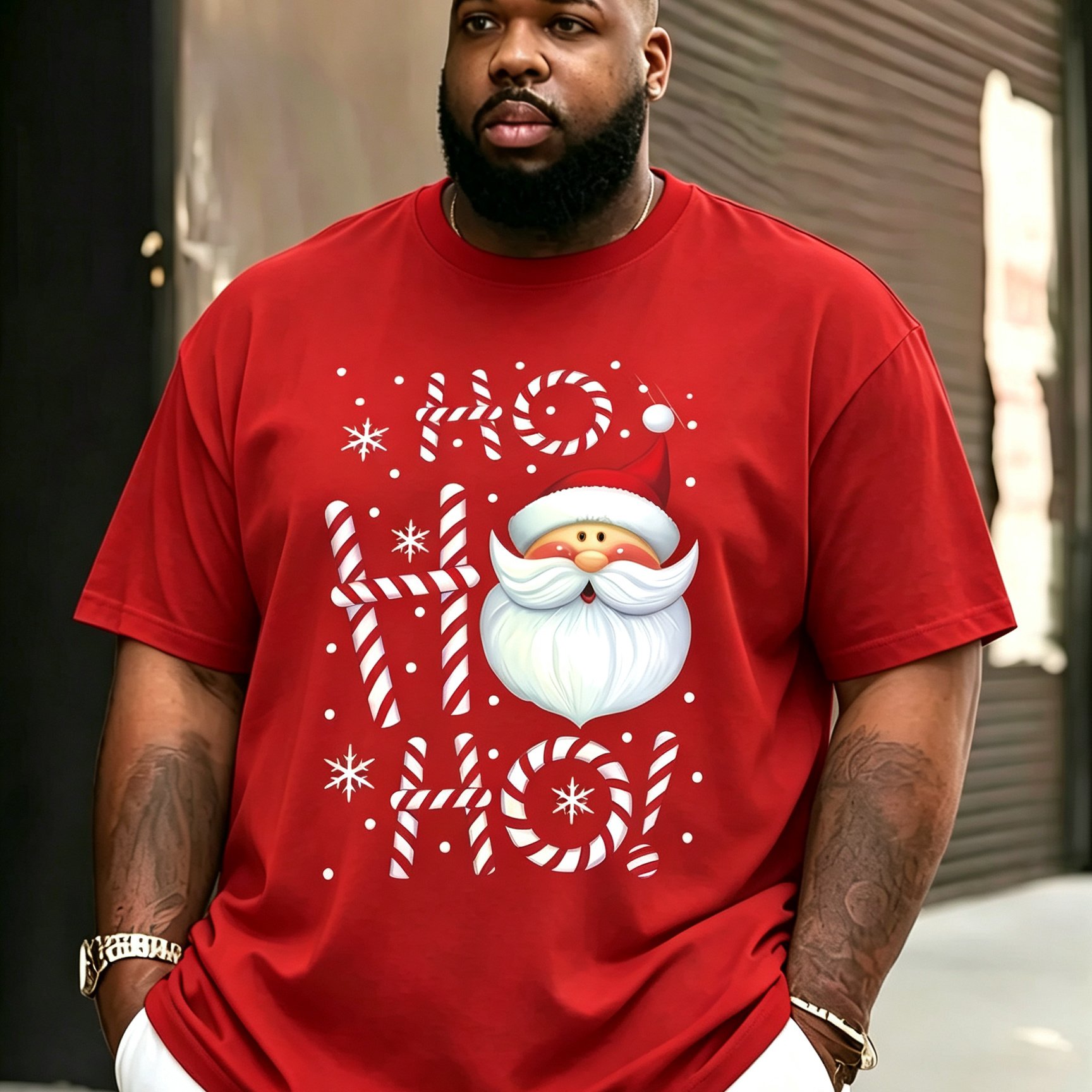 TEMU Plus-size Men's T-shirt, Christmas Men's Red Short-sleeve Top, Summer Crewneck Shirt, Printed Pattern Clothing, Casual And Comfortable Pullover,