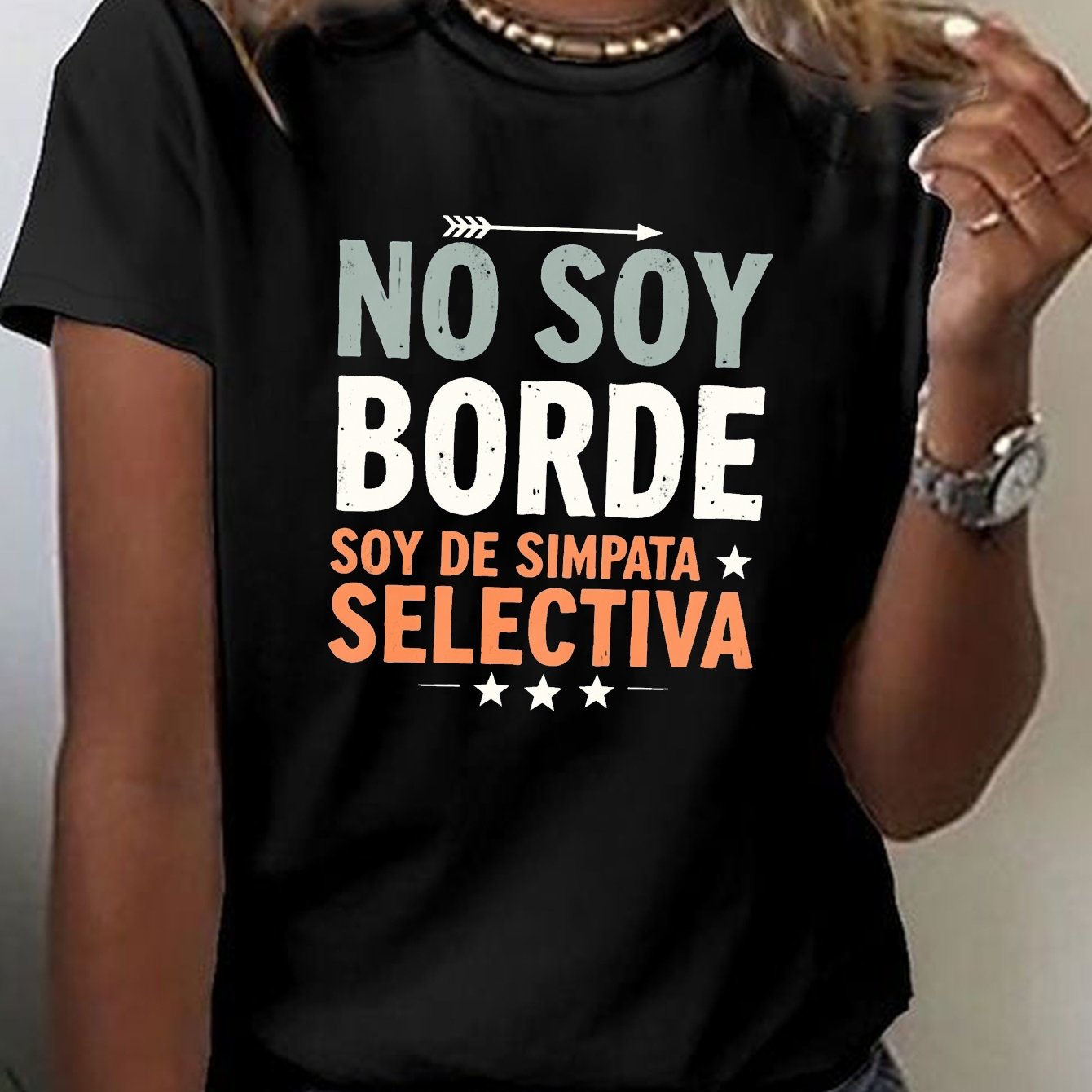 TEMU Camiseta casual de manga corta y cuello con estampado de , para y verano, diseñada para mujer