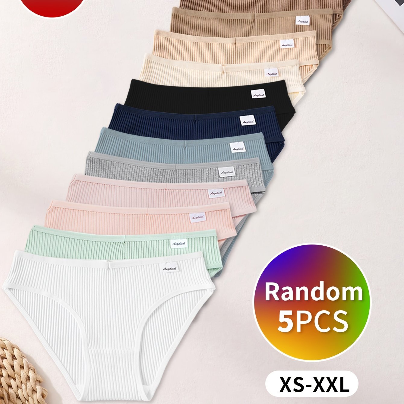 13 Colors Send 5pcs, Women's Comfortable Elegant Romantic Briefs, Solid Color Women's Underwear