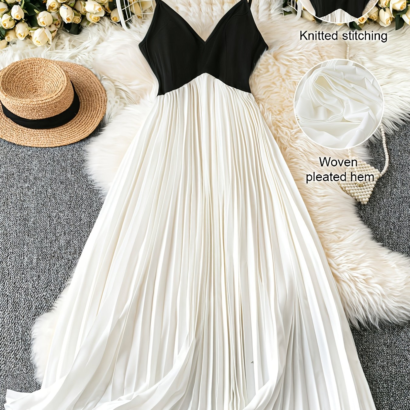 Women's Plus Size Color Block Pleated Sexy Elegant Dress