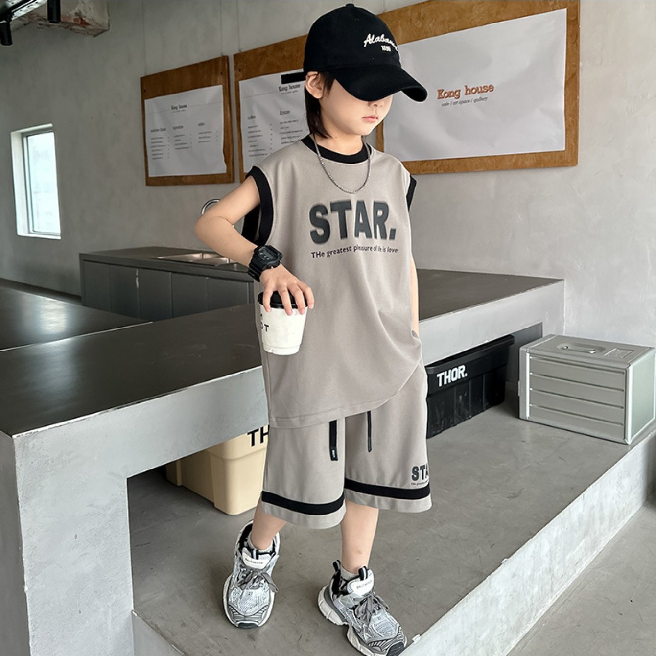 TEMU 夏新作 男の子用 ノースリーブ バボールジャージセット 上級児童用ーデ 子供用スポーツウェア アウトドアに最適
