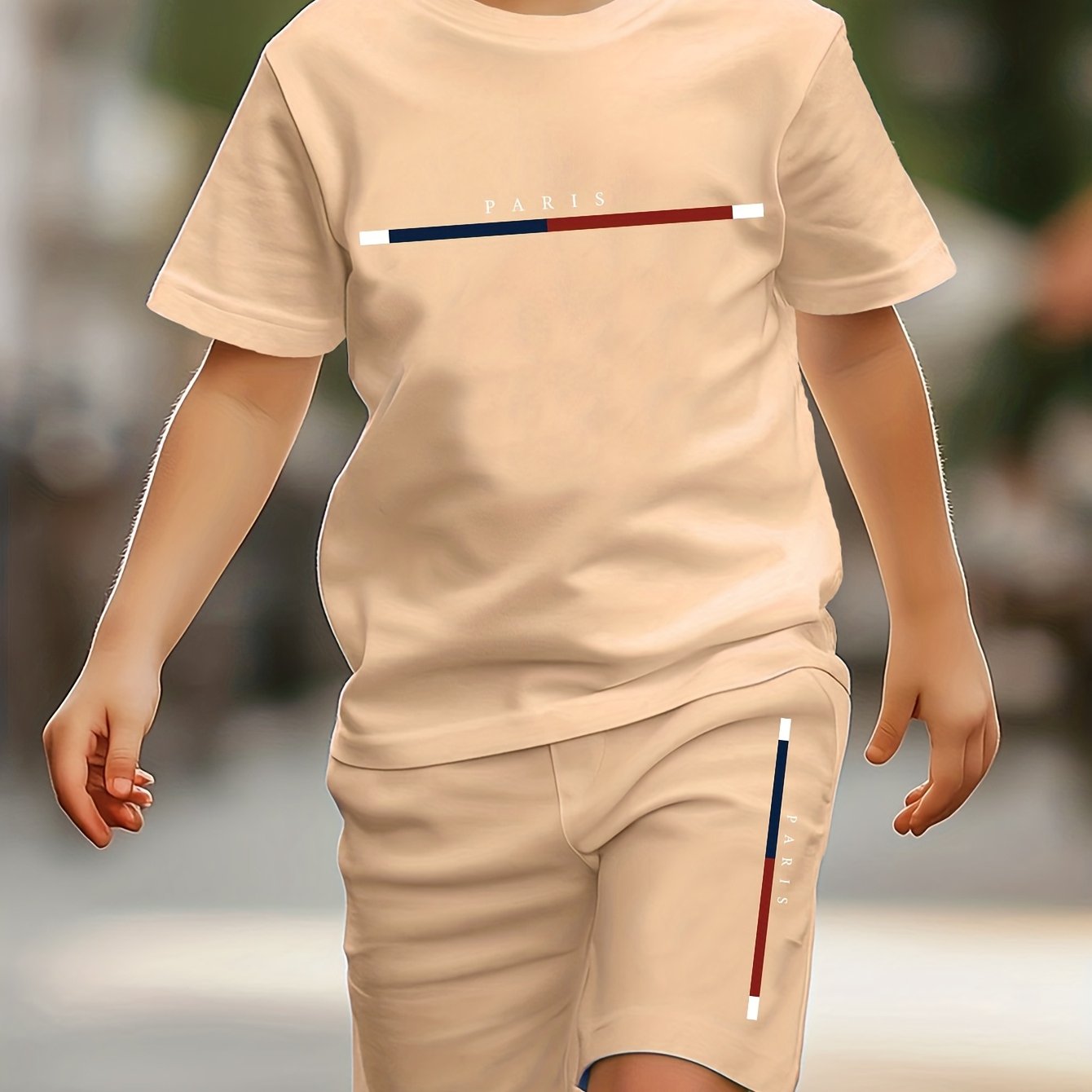Letter Print Fashionable Casual Easy Comfortable Versatile T-shirt Shorts Set, For Outdoor