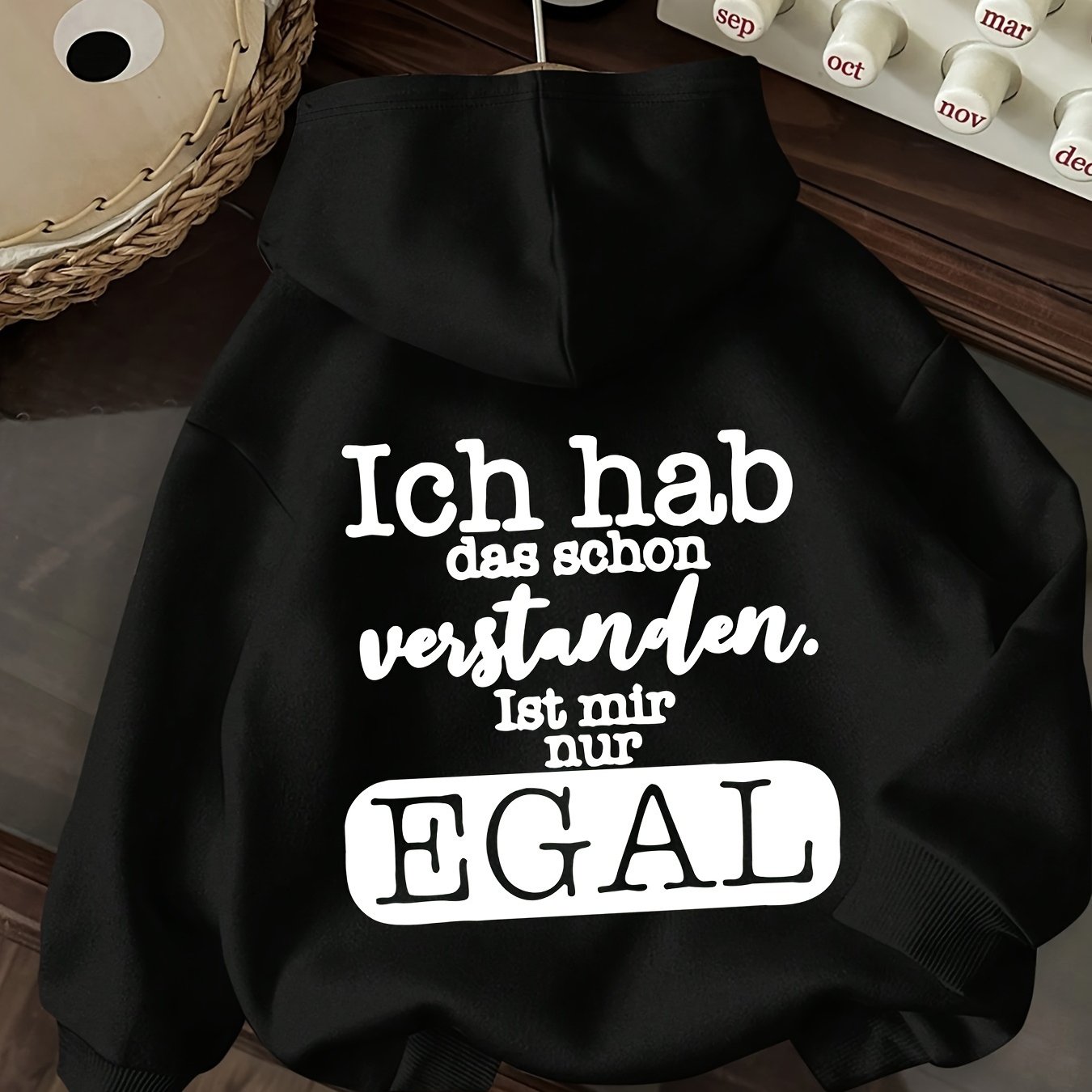 Women's German Quotes Hooded Sweatshirt| "i Now. "- 's .- Red German Print- Machine Washable Winter Warm- Casual- Long Sleeve- Geometric Pattern