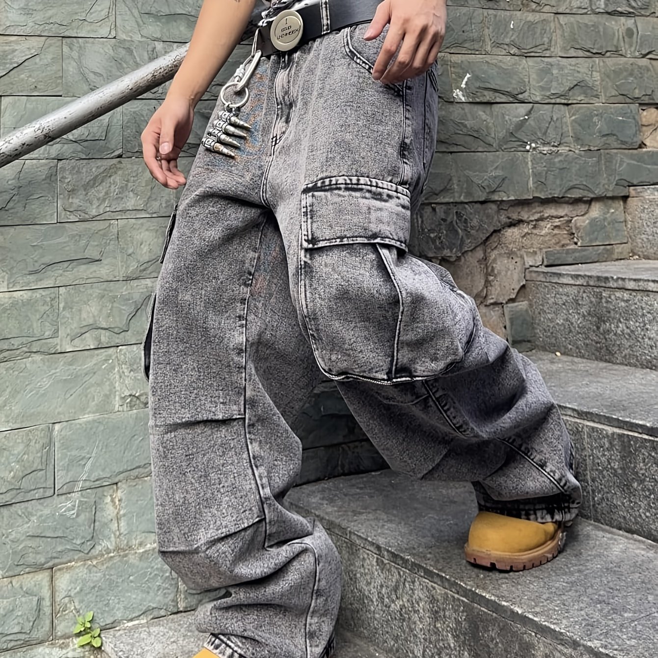 1pc mens baggy jeans wide leg cargo pants y2k jeans - Temu