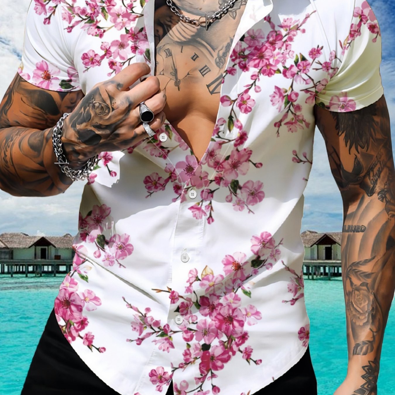 TEMU Men's Summer Short Sleeve Shirt Trendy Casual Comfortable Breathable Top