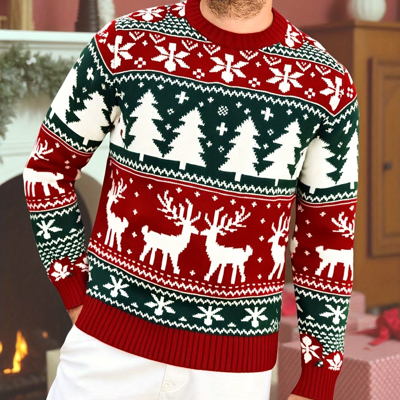 Christmas Atmosphere Themed Knit Sweater Warm Comfortable Festive Suitable For Self-wear Or Gifting