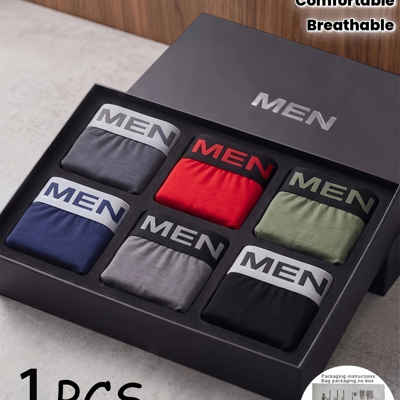 TEMU Boxer pour homme couleur unie aléatoire, 1 pièce, confortables, et respirants, couture, pour , anti-irritation, sous-vêtements pour homme