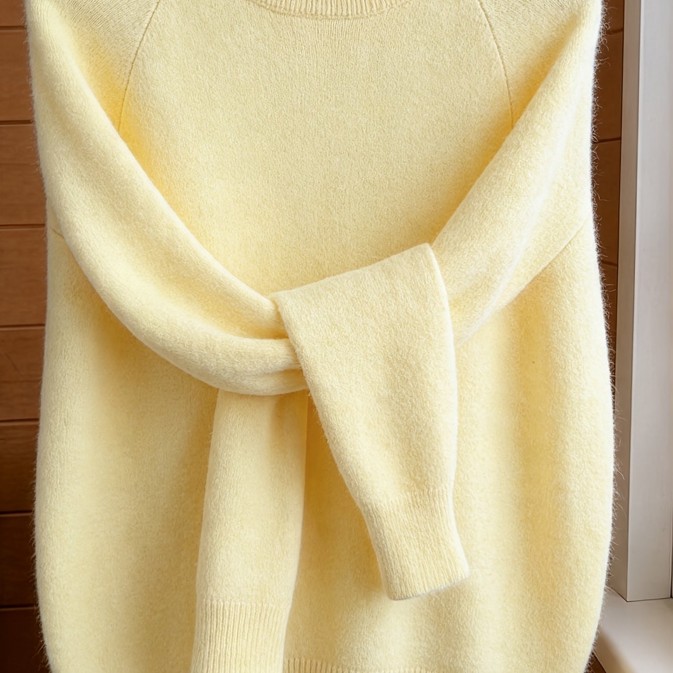 TEMU Pull à col rond style français, haut d'automne/hiver uni, décontracté et polyvalent pour femmes, doux et confortable, article de mode à double