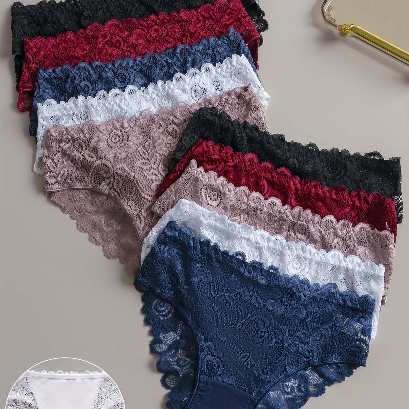 10pcs Elegant Floral Lace Panties