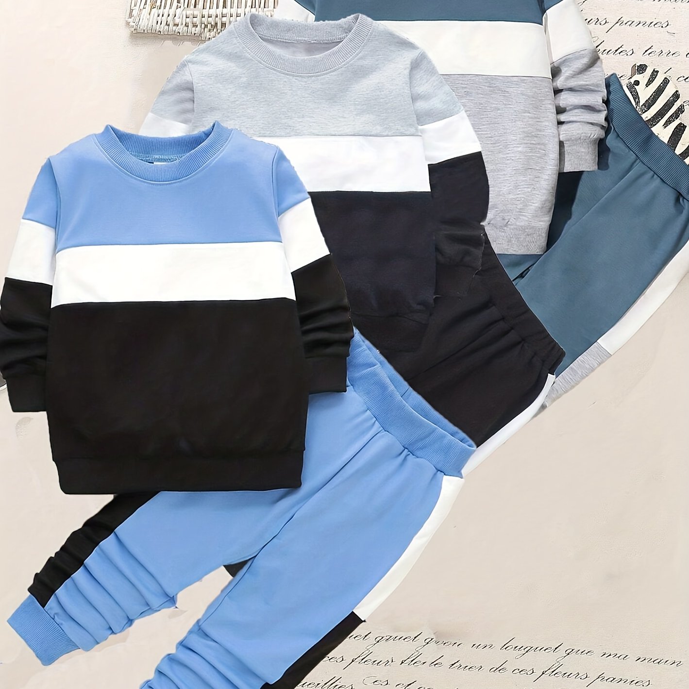 E-shop Herbst 6-teiliges Set/Outfit: Lässiges Sport-Akademie--Block Sweatshirt und Hosen Set für Teenager Jungen, geeignet für , Schule,