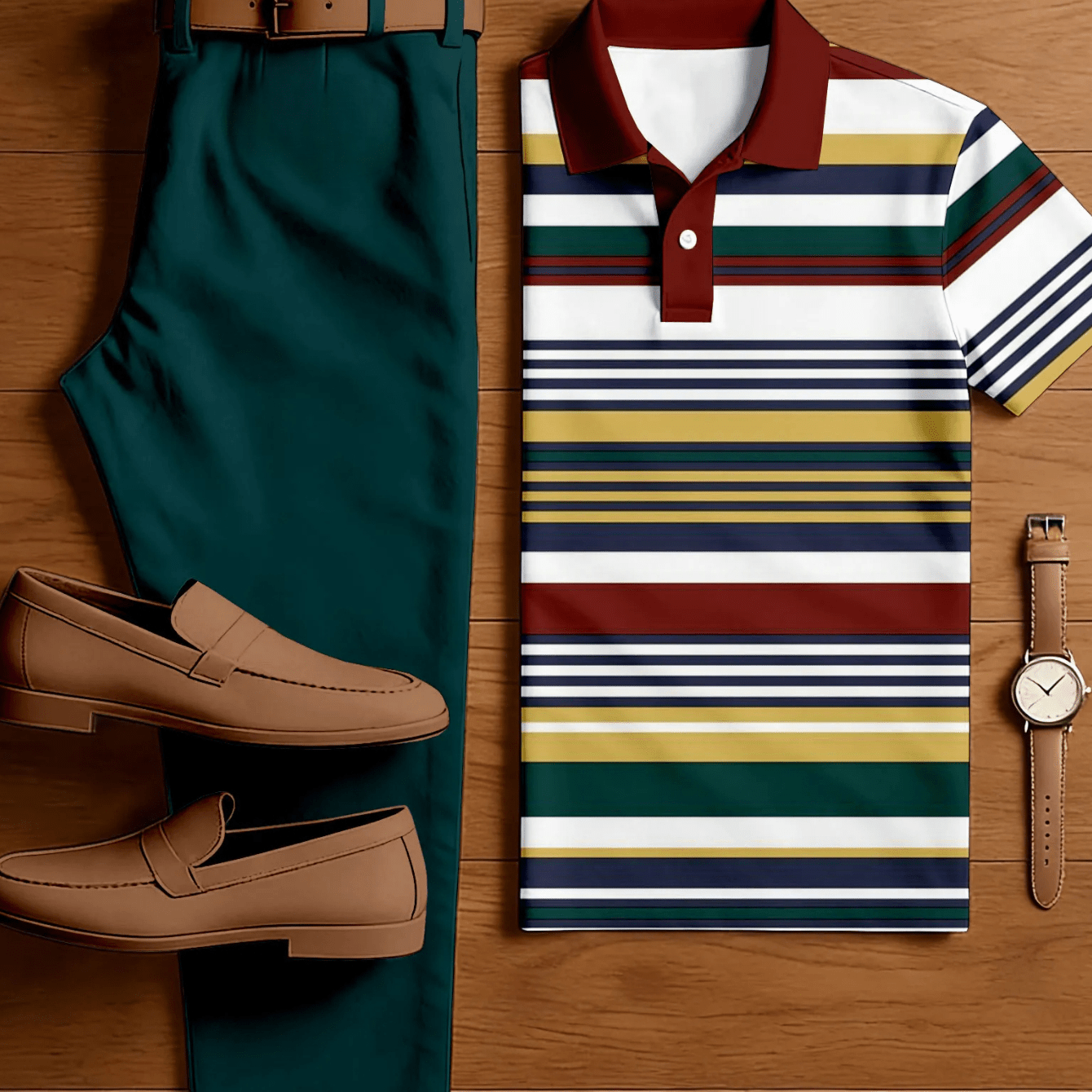 2pcs Set: [new Summer ] Men's Casual Sportswear Set - 3d Striped Print (multiple Colors ) - Short-sleeve Shirt And Long Pants