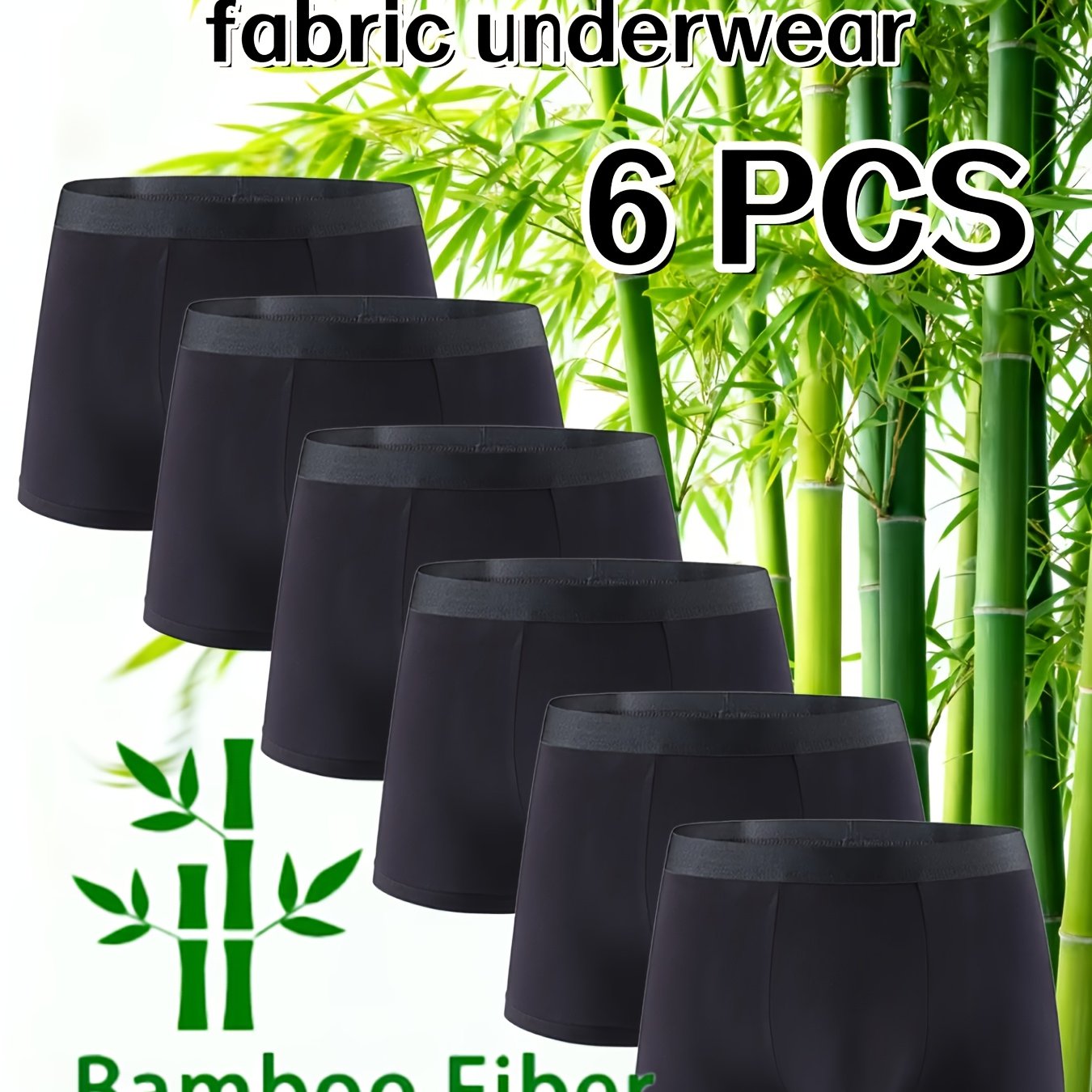TEMU 6-pc Men's Bamboo Fiber Boxer Shorts - Moisture-wicking And Breathable Underwear, Soft And Stretchy Fitting Men's Briefs, Made Of 95% Bamboo