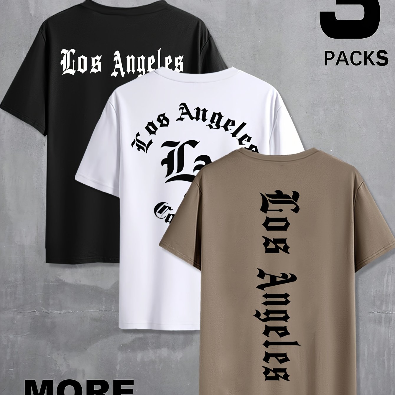 TEMU 3pcs Men's Short Sleeve T-shirts - Round Neck Casual Summer Tees With - Letter Print (for :,,, N, O,,,, S) - Breathable Machine-washable Shirts