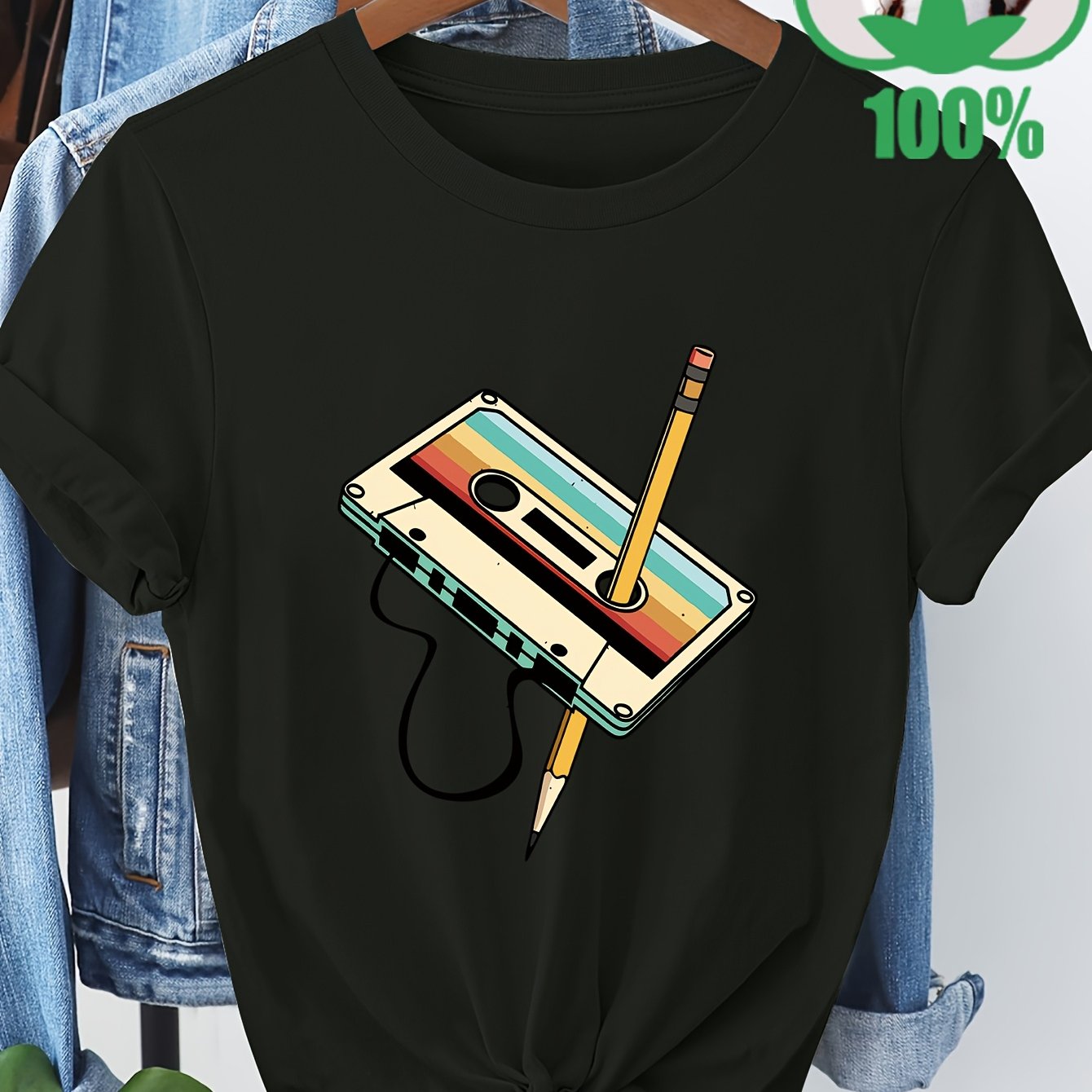 TEMU A New Stylish And Casual Graphic Print T-shirt - Lightweight 100 Neck T-shirt, Comfortable Summer Fashion For Casual Attire, Perfect Gift Idea,