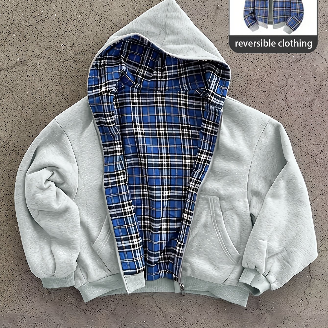 TEMU ! Sweat à capuche zippé pour homme et femme, style décontracté automne/hiver pour couples, sweat à capuche réversible vintage, coupe ample,