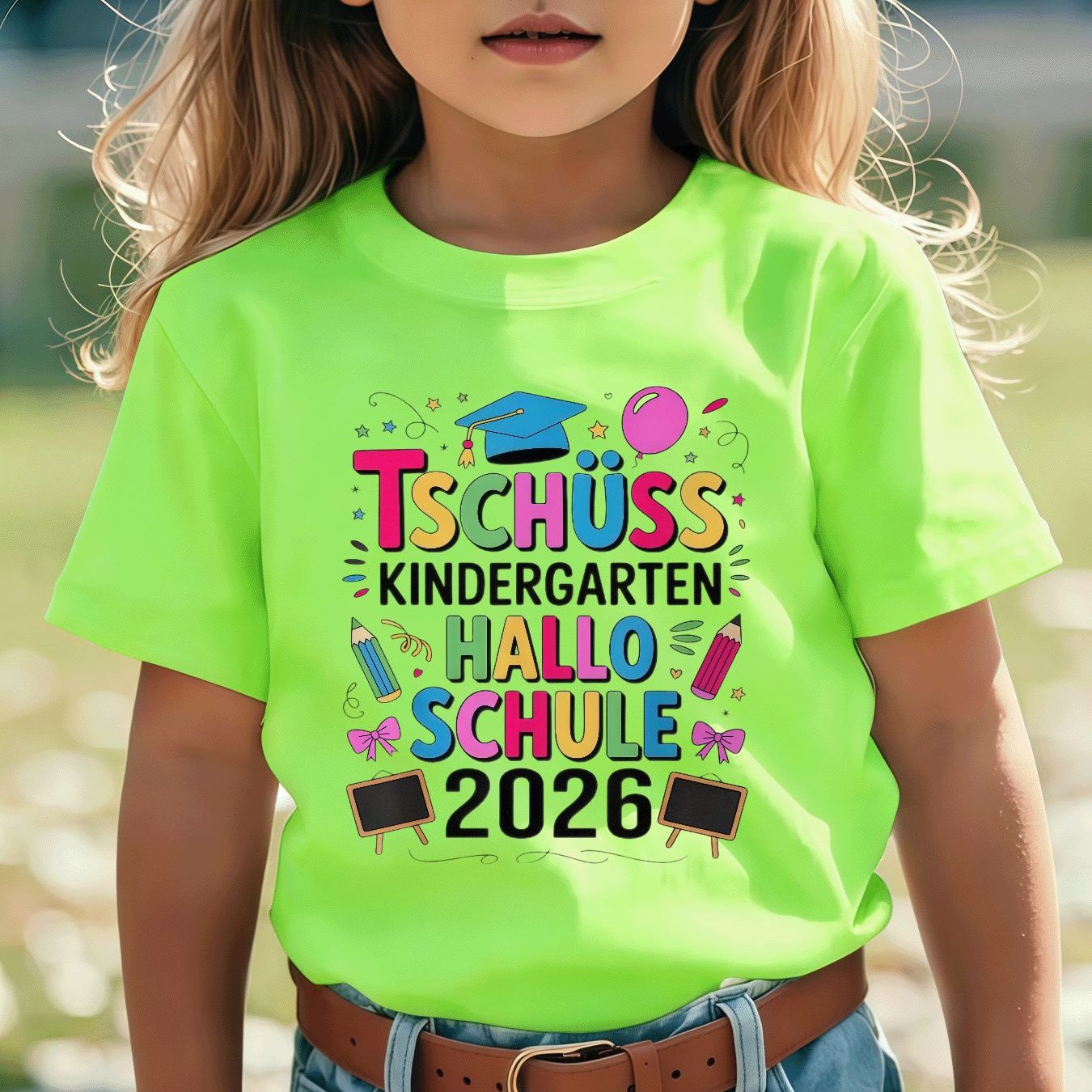 E-shop 2026 Kindergarten Abschluss T-Shirt mit Bachelor-Mütze Print, weich und hautfreundlich, bequem und atmungsaktiv, vielseitiges trendiges