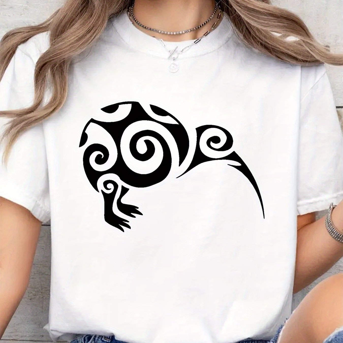 TEMU Cultural Charm, Kiwi Bird Pattern Prints, Festivals, Gifts, Women's Round Neck Casual Sports T-shirts For , Elegant Women's Clothing, Affordable