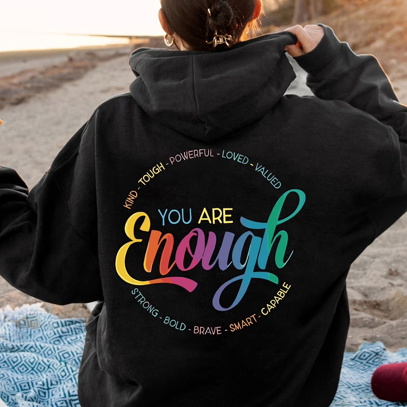 TEMU Women's Casual Letter Hooded Sweatshirt