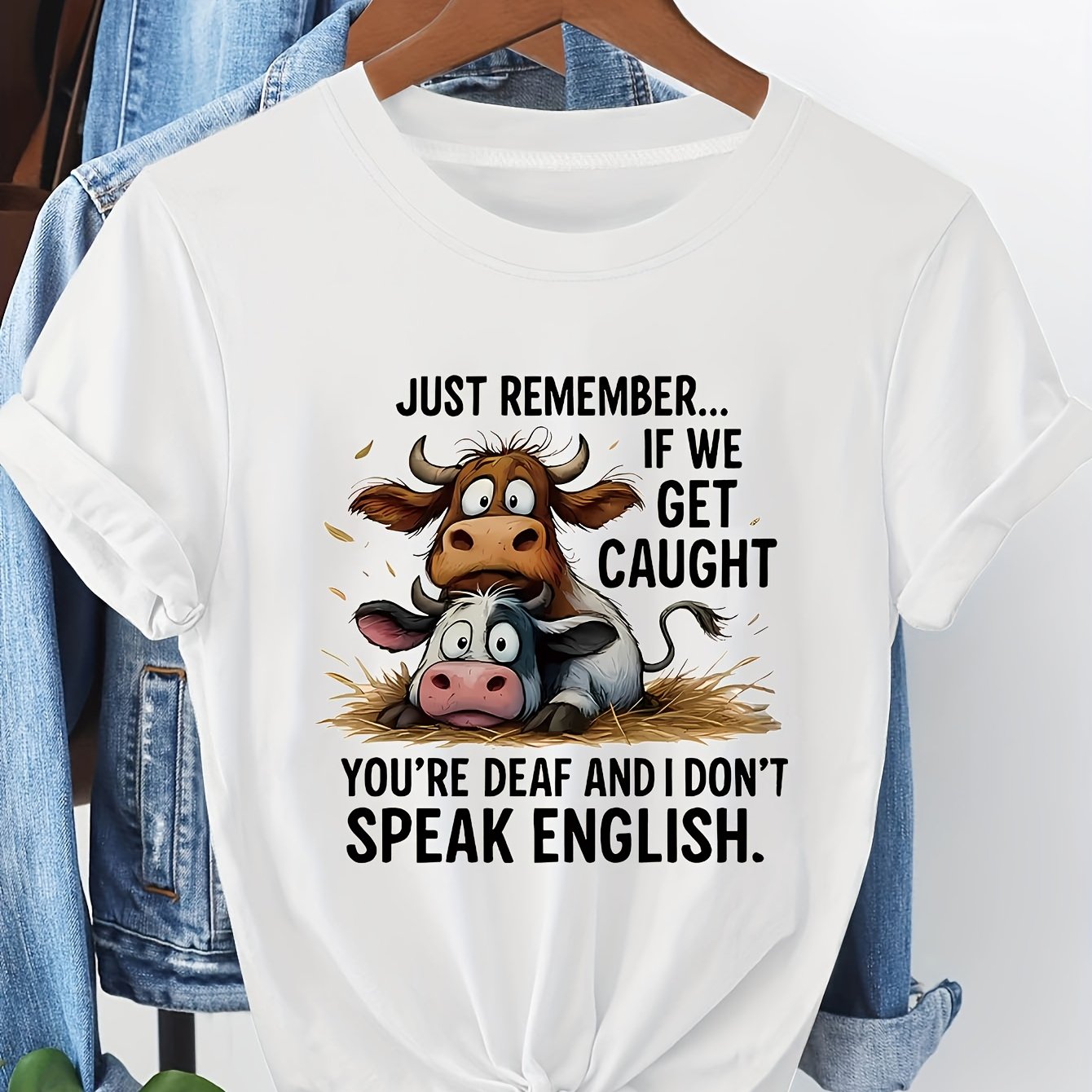 TEMU Plus Size - Plus Size - Humorous Saying: "... Get You're Deaf And 't ." Plus Size Women's Short-sleeve Round Neck T-shirt For Spring And Summer