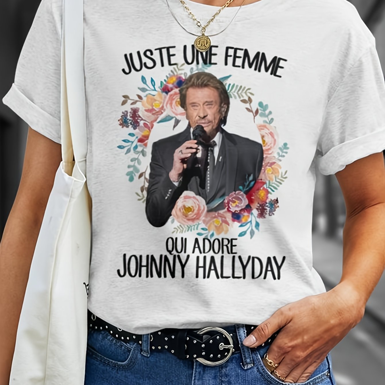 TEMU T-shirt Hallyday Just a Woman