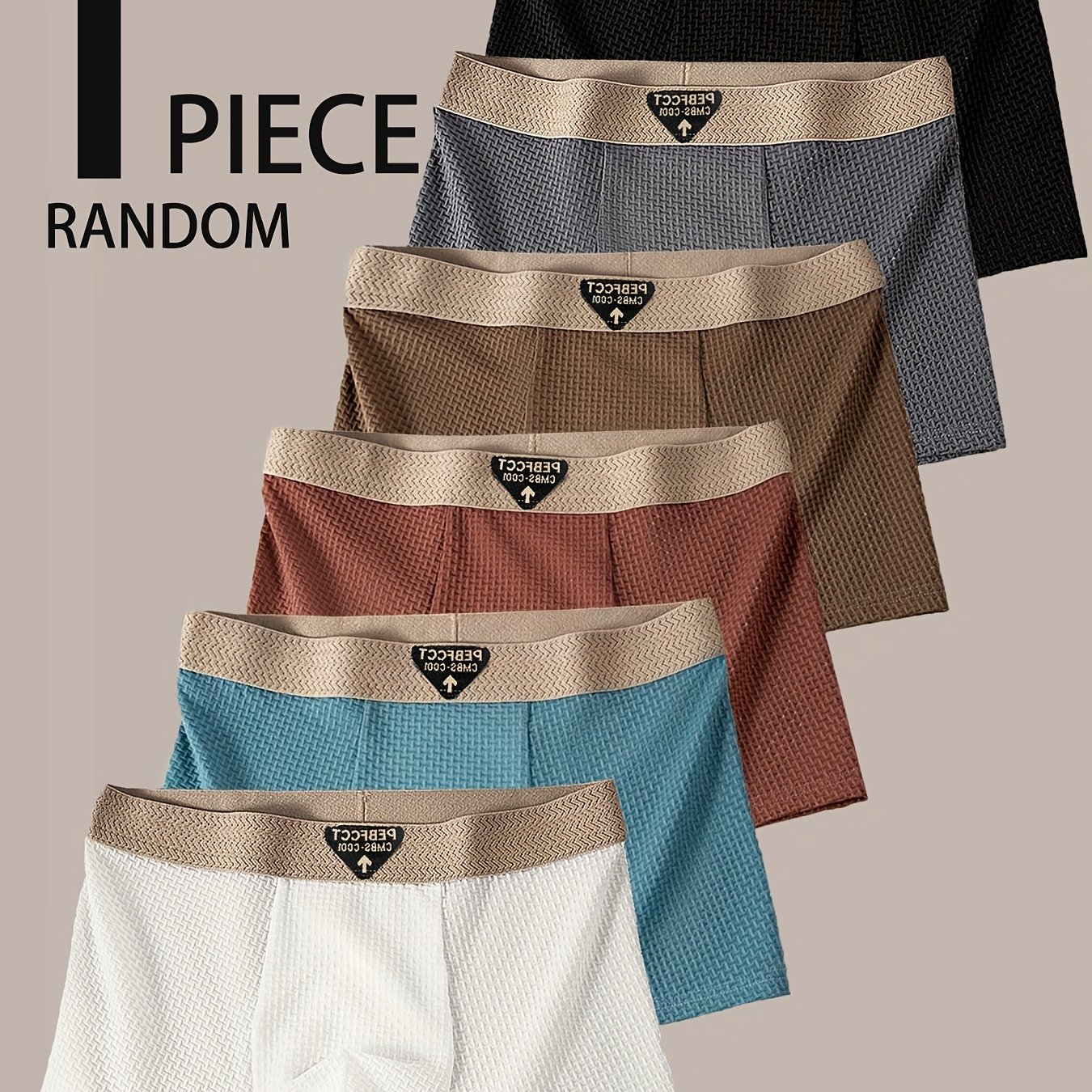 TEMU Random 1/5pcs Men's Flat Angle Briefs, Solid Color Underwear, Breathable And Comfortable Square Pants, Suitable For Daily Casual