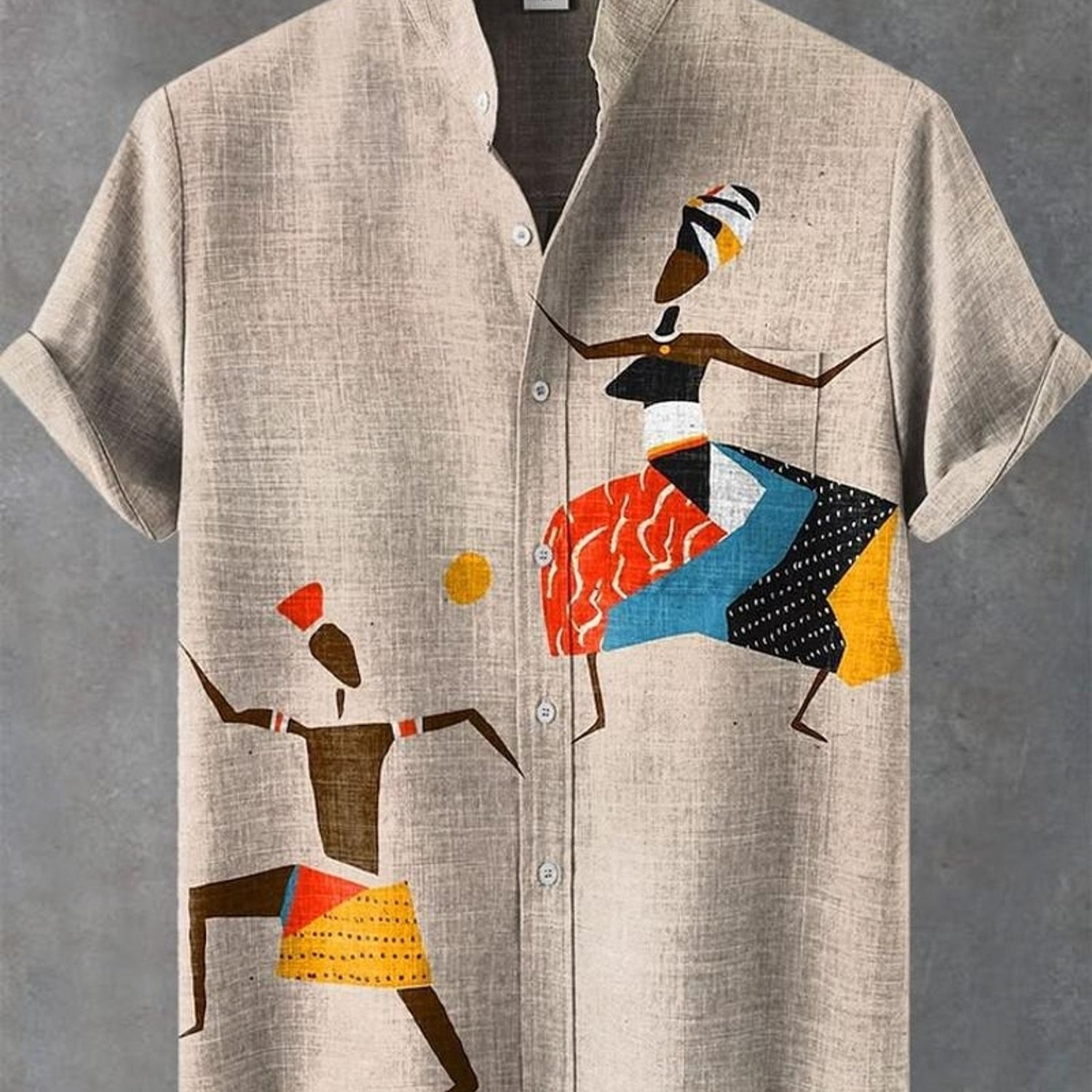 Image of Men's Collar Short-sleeved Shirt, Print, Texture, Multiple Sizes , Mixed Color, Comfortable Formal Wear For Daily And Business Occasions