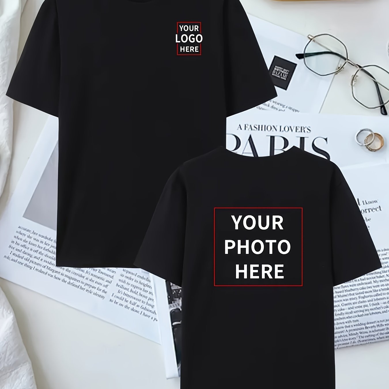 TEMU T-shirts Personalizáveis | T-shirts Casuais | Redonda, Curtas