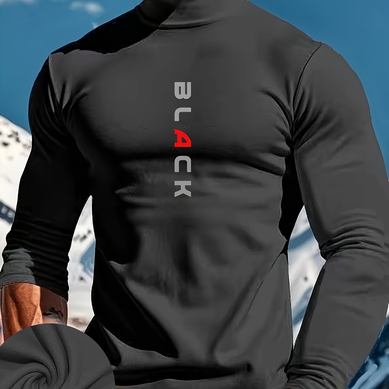 Simple Printed Stretch High-neck Warm Base Layer Sports Top