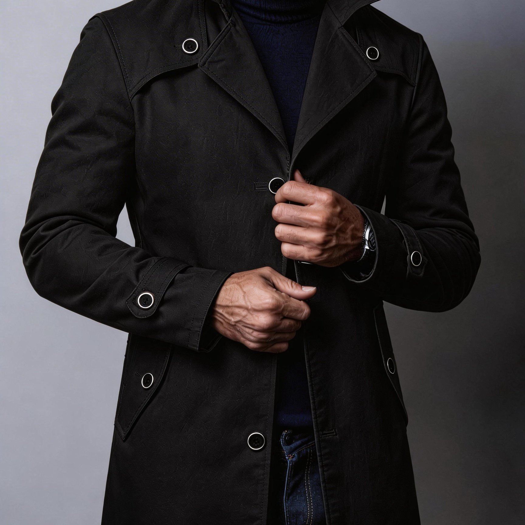 TEMU Abrigo tipo trench para hombre de color liso, estilo casual y elegante, resistente al , ropa de abrigo versátil para otoño, ideal para viajes,