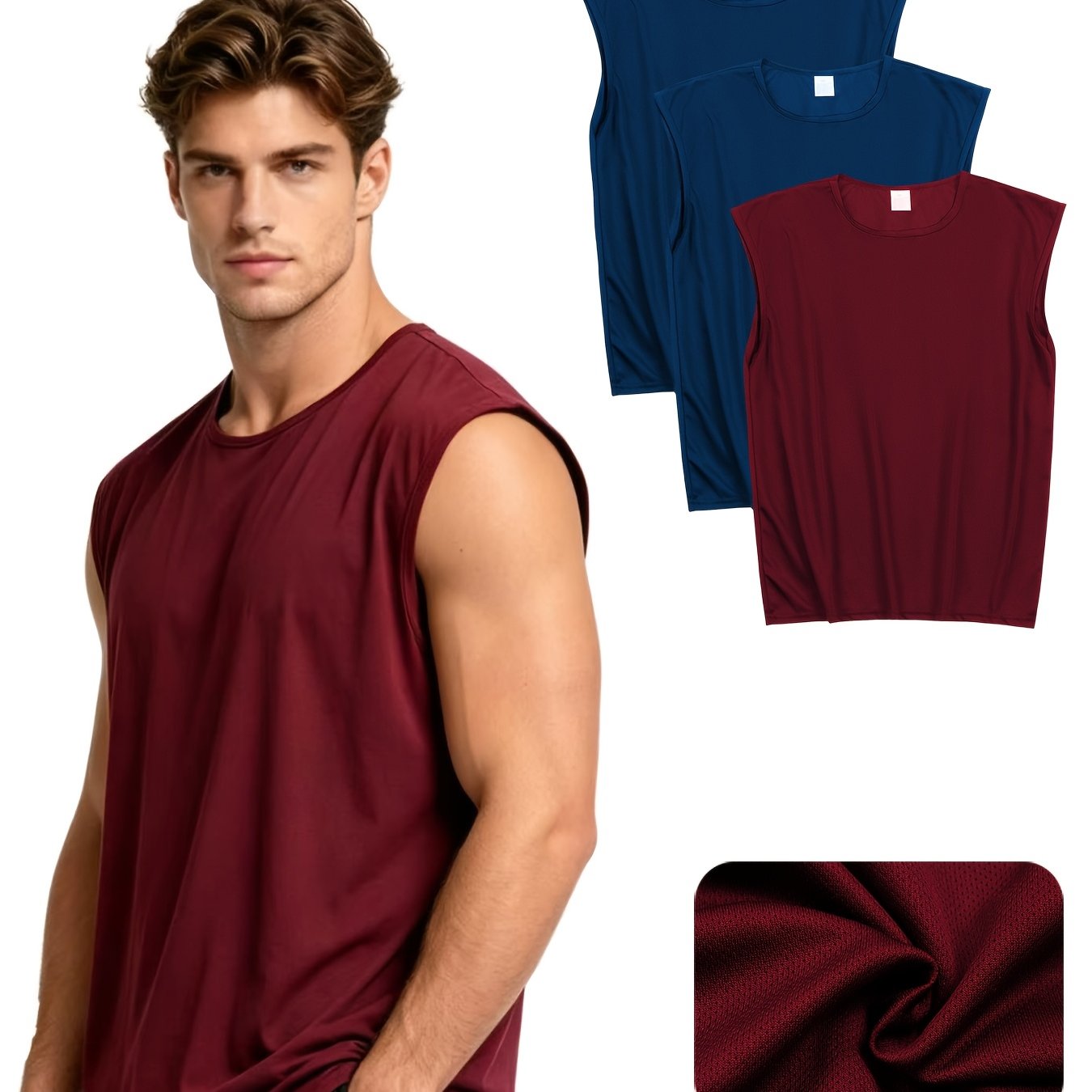 TEMU 3pcs Large Men' T-shirts, Lightweight And Comfortable, Moisture Wicking, Suitable For Sports , Training, Running, Etc, Plus Size