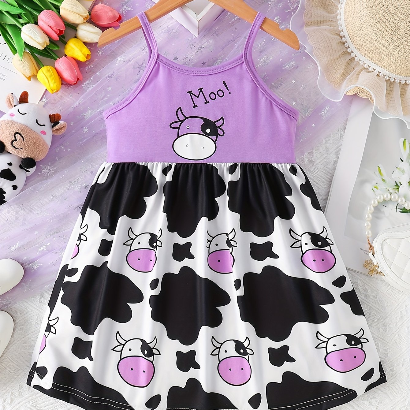 Purple cow print dress hotsell