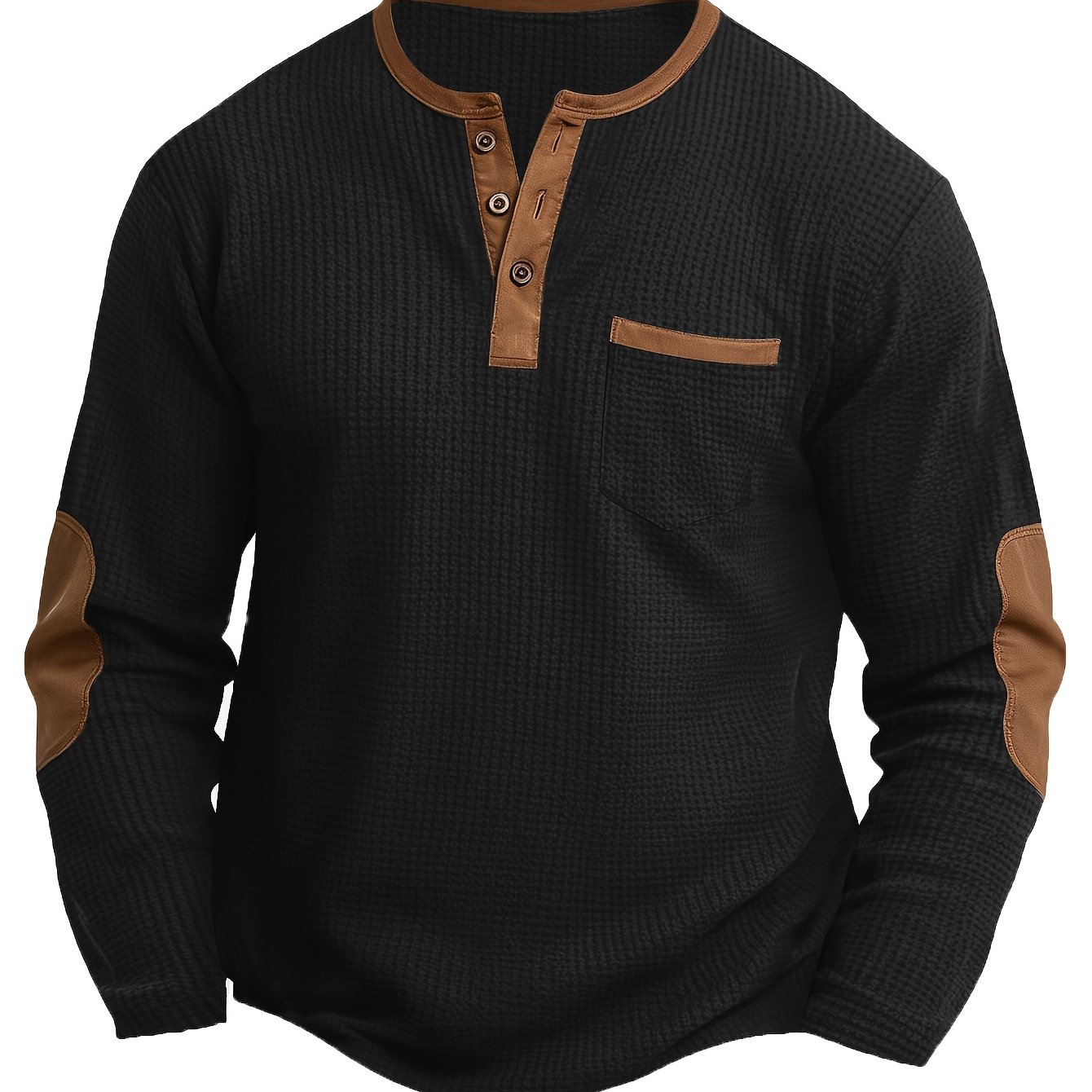TEMU Nouvelle Haut Sportif Décontracté pour Homme Printemps/Automne, T-shirt à Manches Longues en Gaufrée à Col Rond et Blocs de Couleur pour Tenue