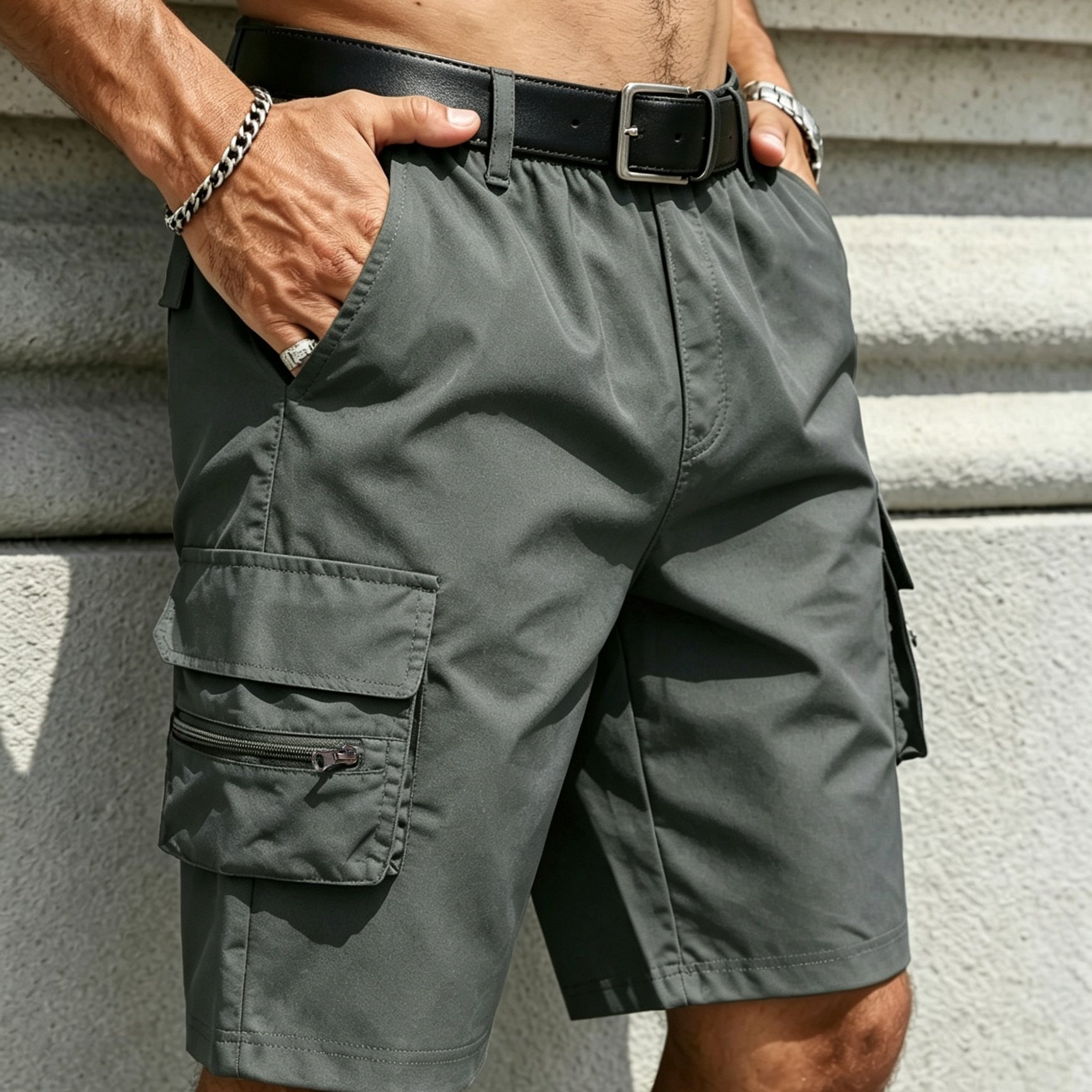 TEMU Trousers For Men High Quality | 1pc Men's Cargo Work Shorts Suitable For Outdoor Hiking, Camping, Fishing, Commuting To Work, Daily Leisure,