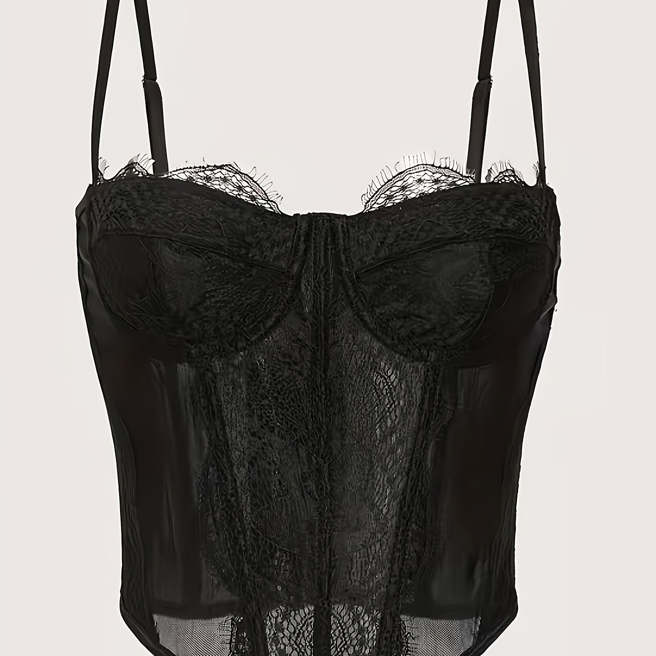 TEMU New Sexy Fishbone Lace Bodysuit, Outerwear, Waist-defining, Cropped, Shapewear Bra