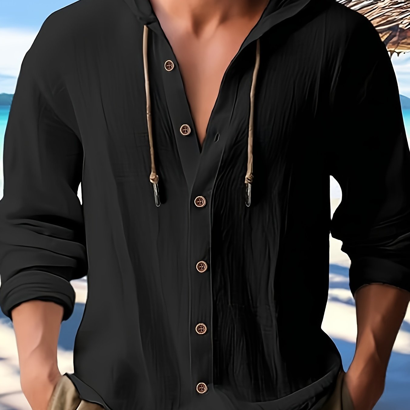 Image of Men's Spring And Autumn Fashion Versatile Casual Long-sleeved Shirt, Light, Comfortable And Breathable Linen And Solid Color Shirt, New Season