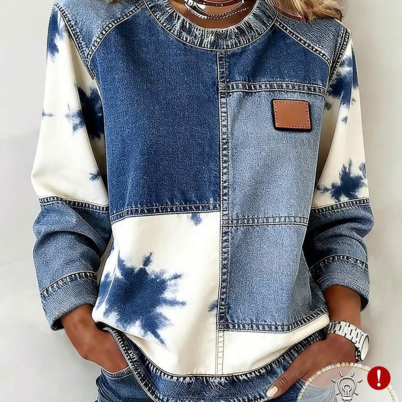 TEMU Women's Digital Positioning Print Long-sleeve T-shirt, Casual And Versatile Round Neck Long-sleeve Top Suitable For Daily Wear