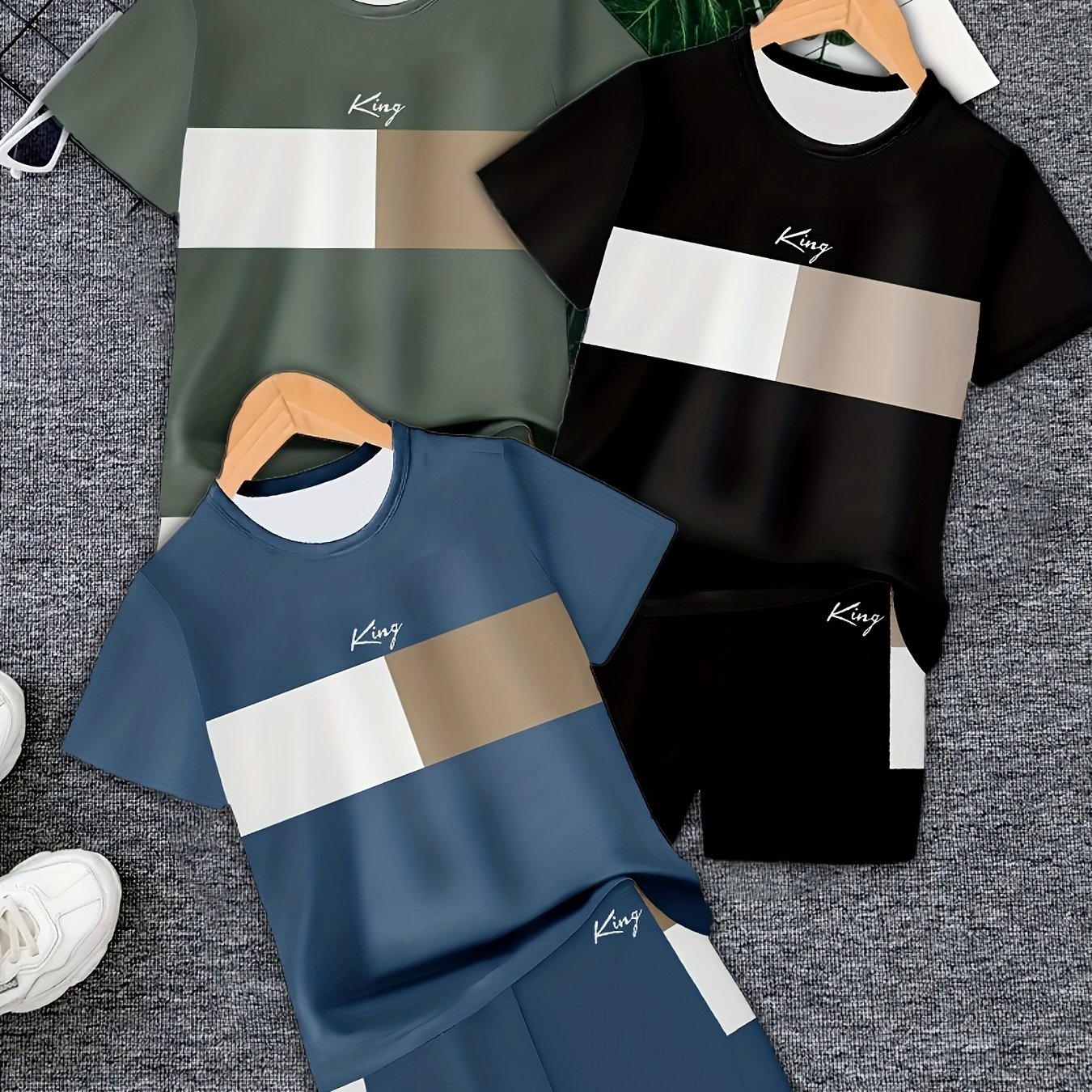 6pcs Set, Featuring Fashionable 3d Printed Patterns For Boys, Including Boys' T-shirt, Short-sleeved Suit, Shorts, Casual Fashion Sportswear, And Fitness Outdoor Sports Suit