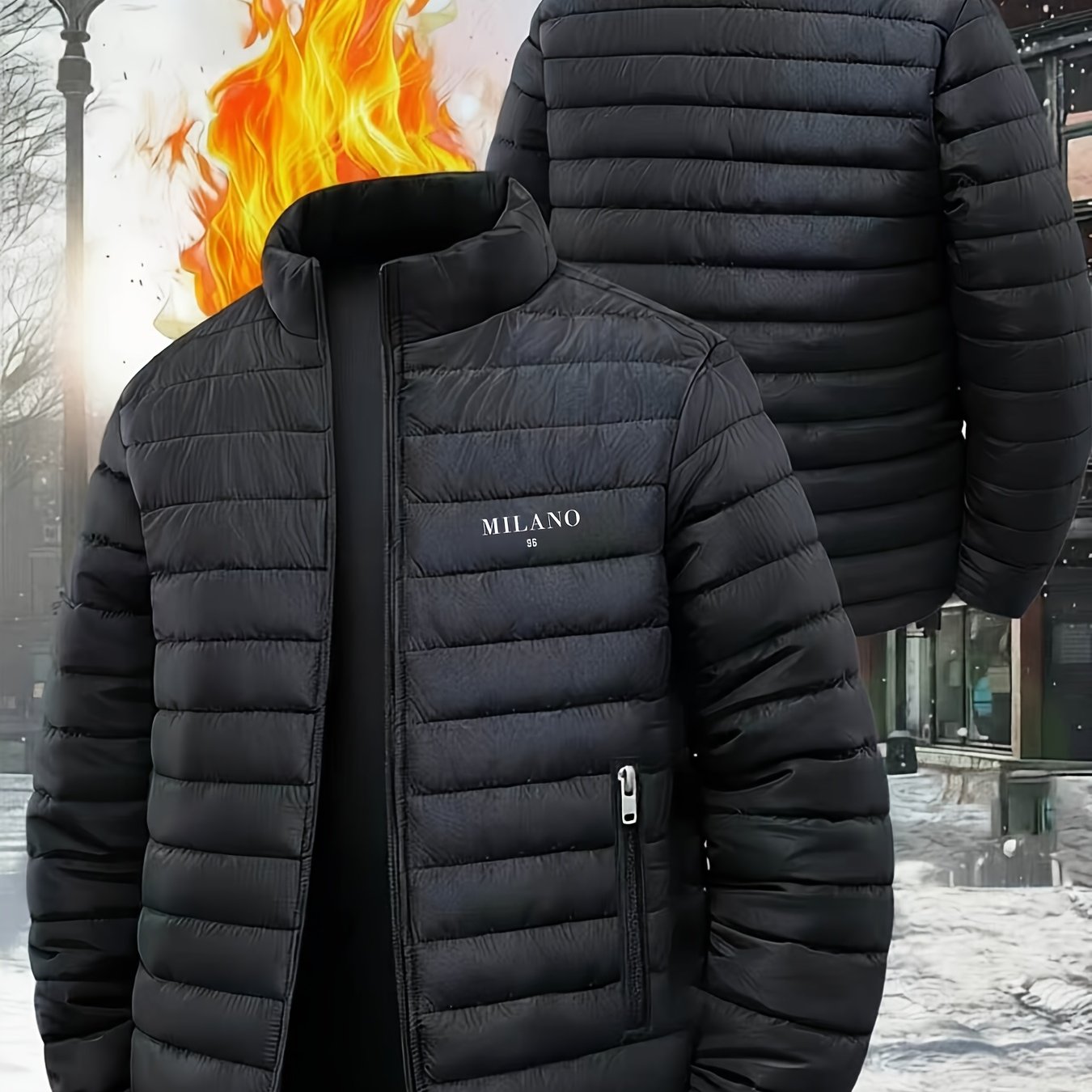TEMU Autumn/winter Padded Coat For Men, Warm Casual Outerwear, Versatile Outdoor Padded Jacket