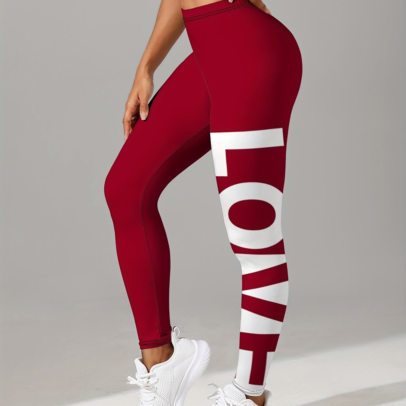 TEMU Printed Mid-waist Leggings Fitness Leggings Letter Yoga Pants